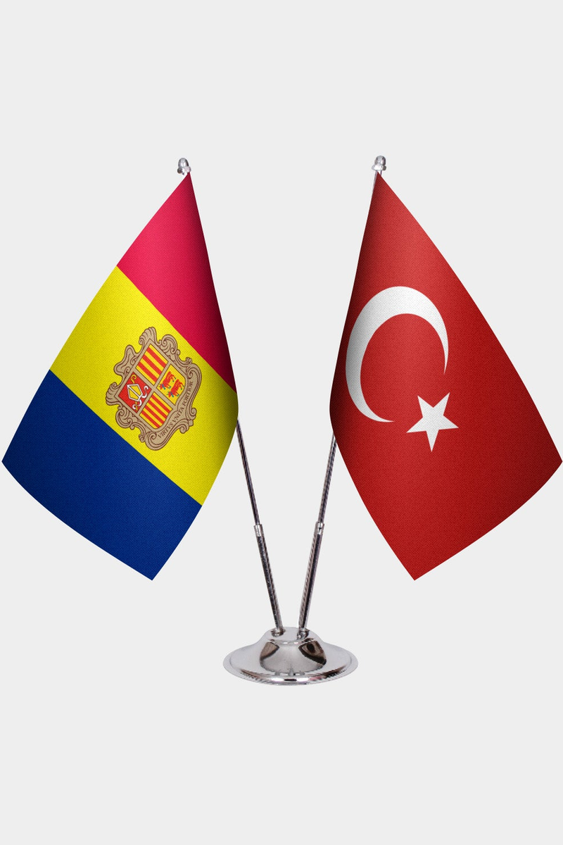 Andorra ve Türkiye İkili Masa Bayrağı Seti
