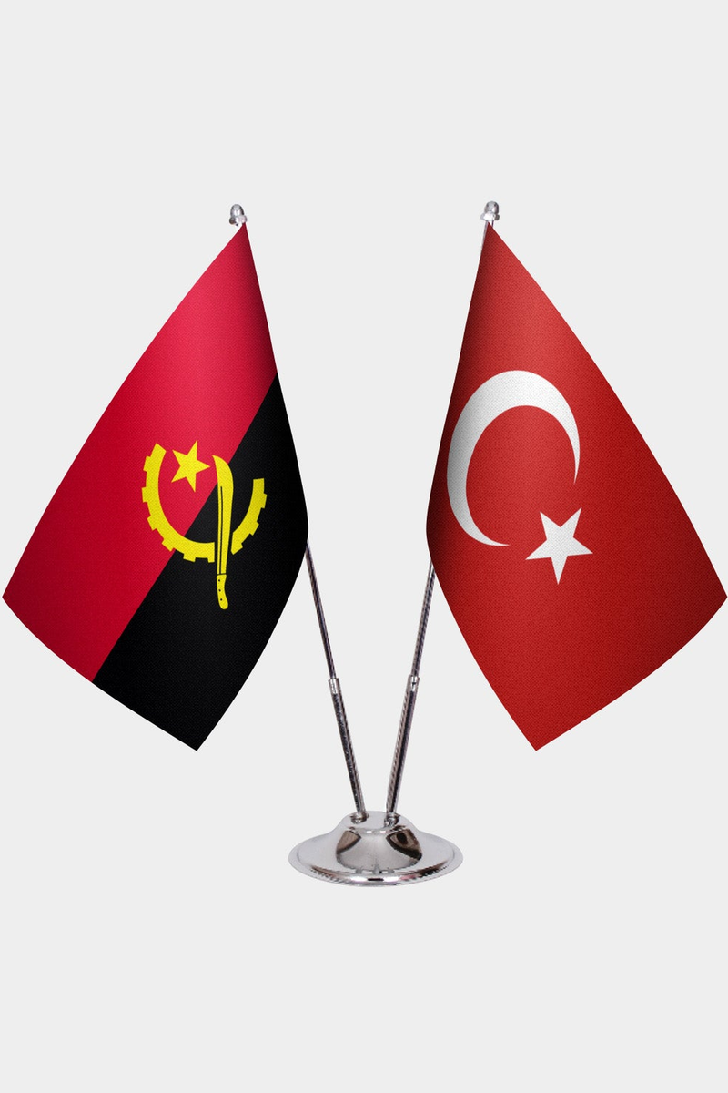 Angola ve Türkiye İkili Masa Bayrağı Seti