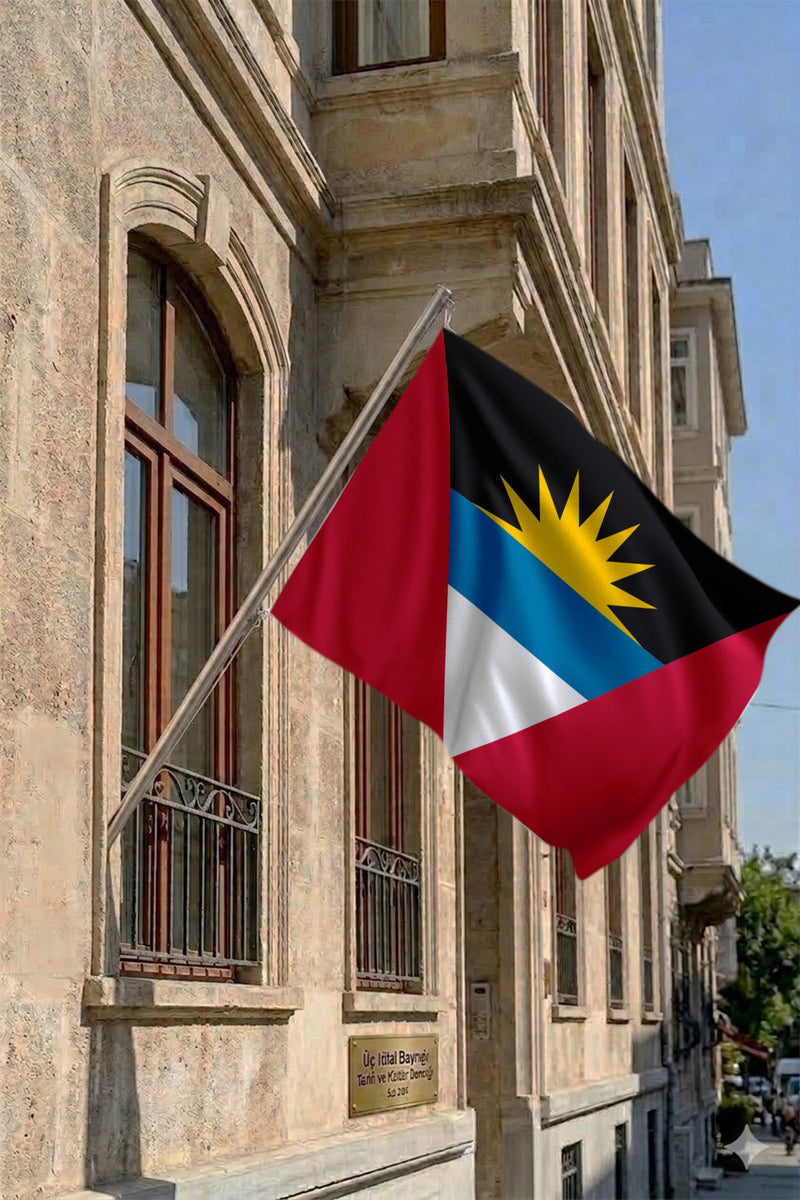 Antigua ve Barbuda Teleskopik Duvar Bayrağı Seti