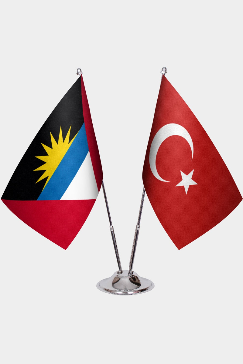 Antigua ve Barbuda ve Türkiye İkili Masa Bayrağı Seti