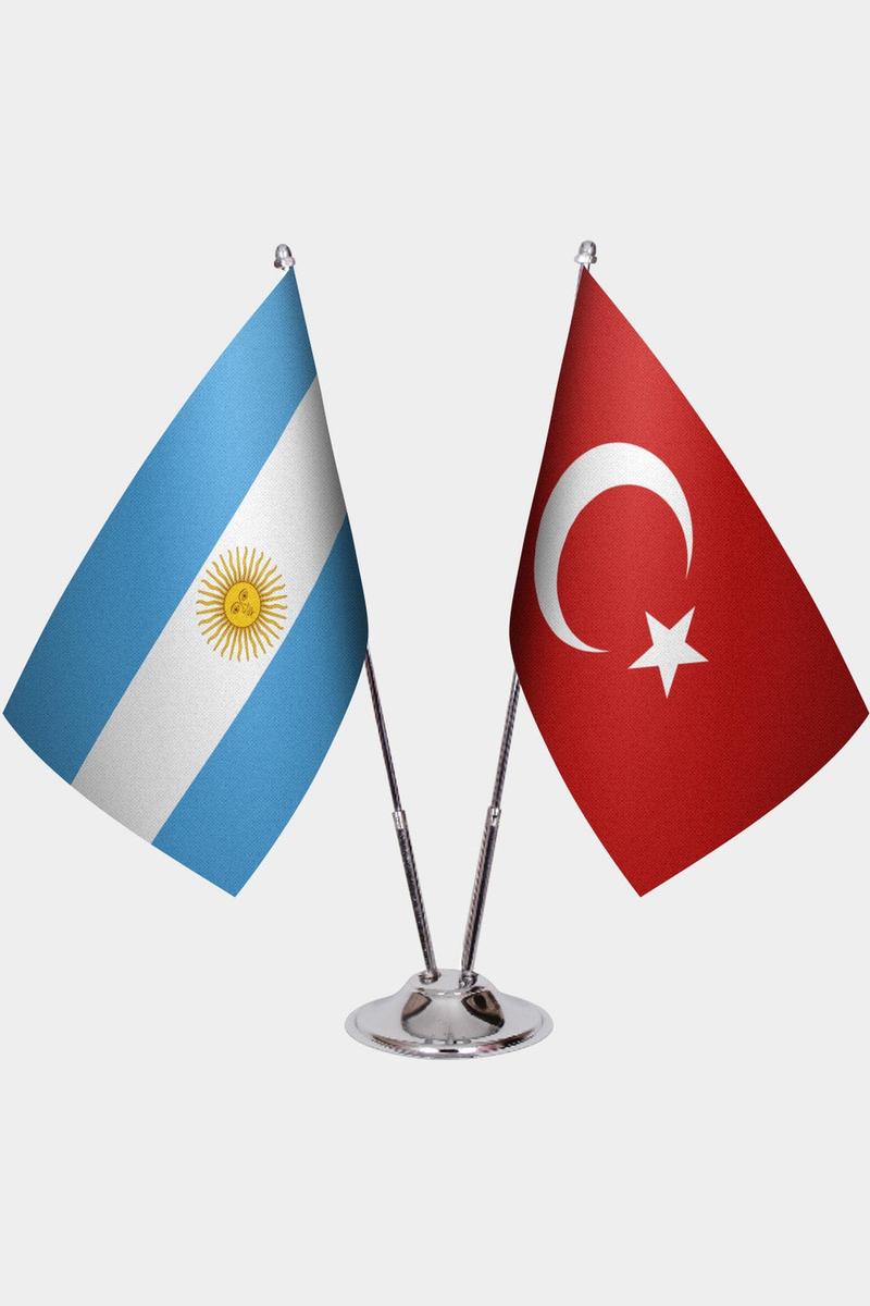 Arjantin ve Türkiye İkili Masa Bayrağı Seti