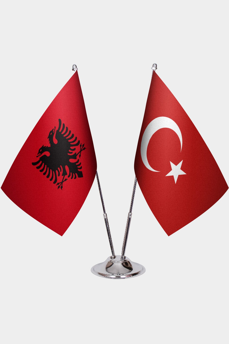 Arnavutluk ve Türkiye İkili Masa Bayrağı Seti