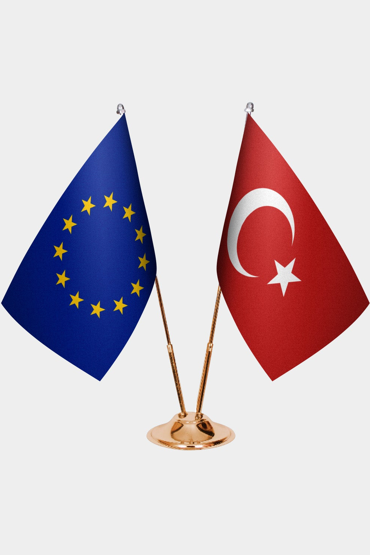 Avrupa Birliği ve Türkiye İkili Masa Bayrağı Seti kurulum görünümü