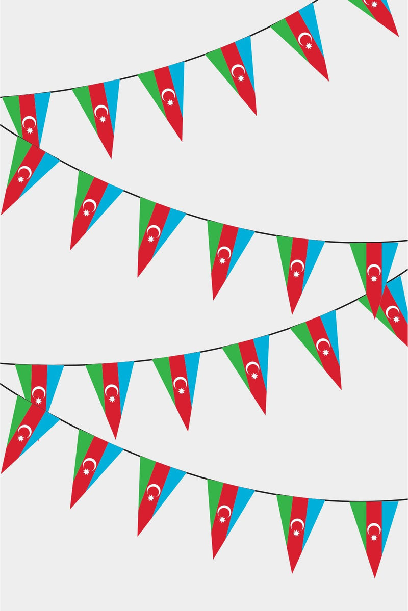 Azerbaycan Üçgen Süsleme Bayrak