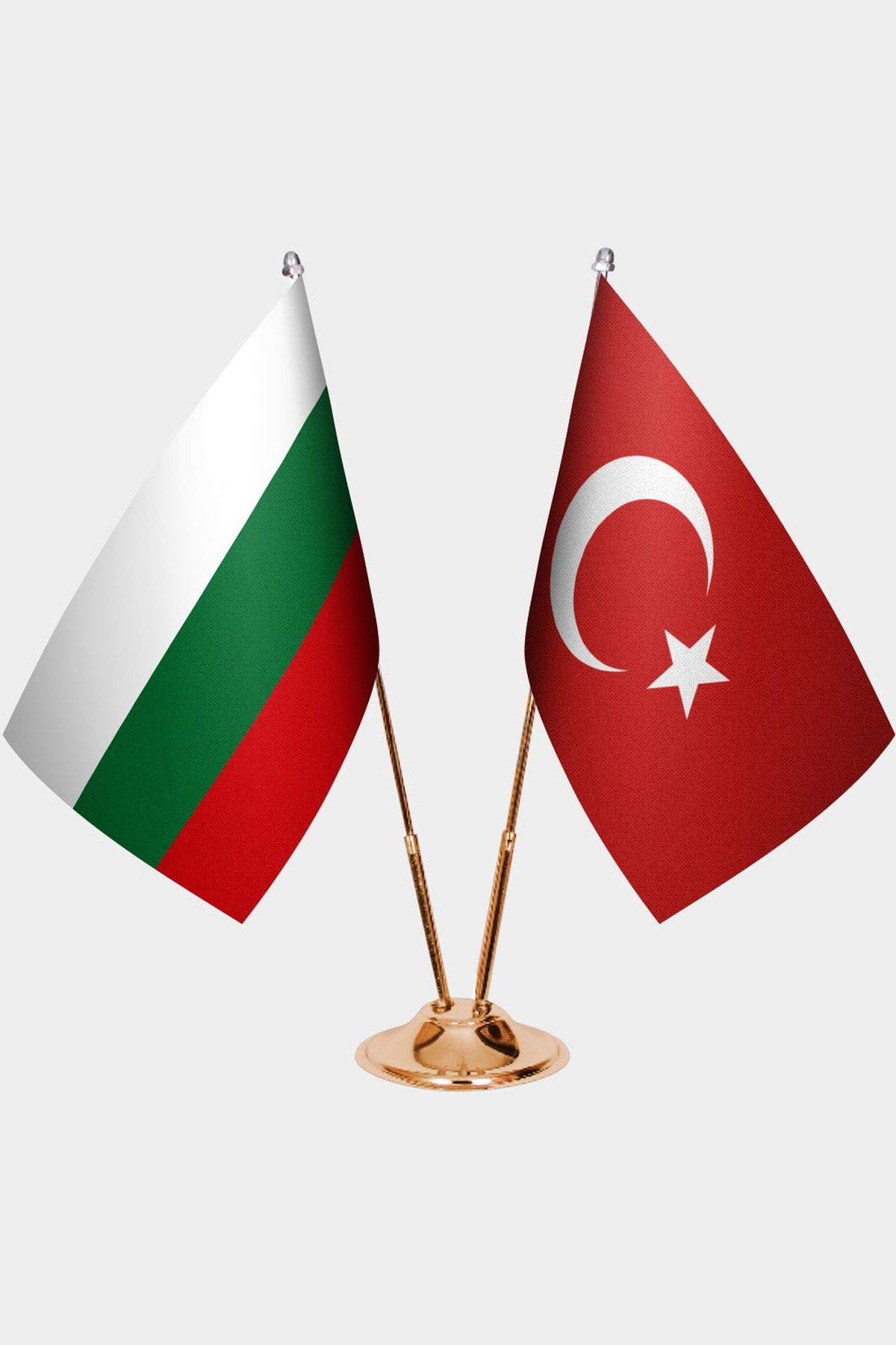 Bulgaristan ve Türkiye İkili Masa Bayrağı Seti kurulum görünümü