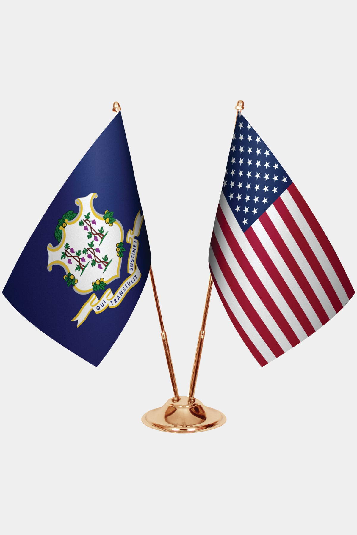 Connecticut ve ABD İkili Masa Bayrağı Seti yakın çekim