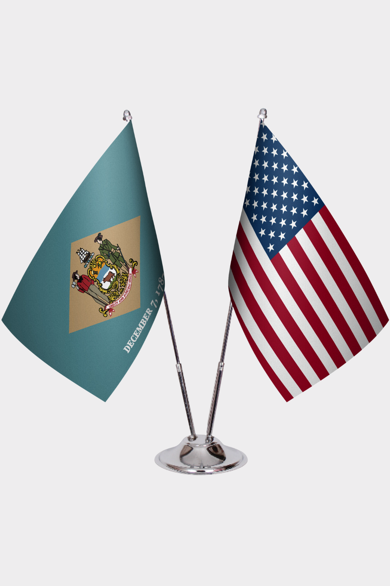 Delaware ve ABD İkili Masa Bayrağı Seti