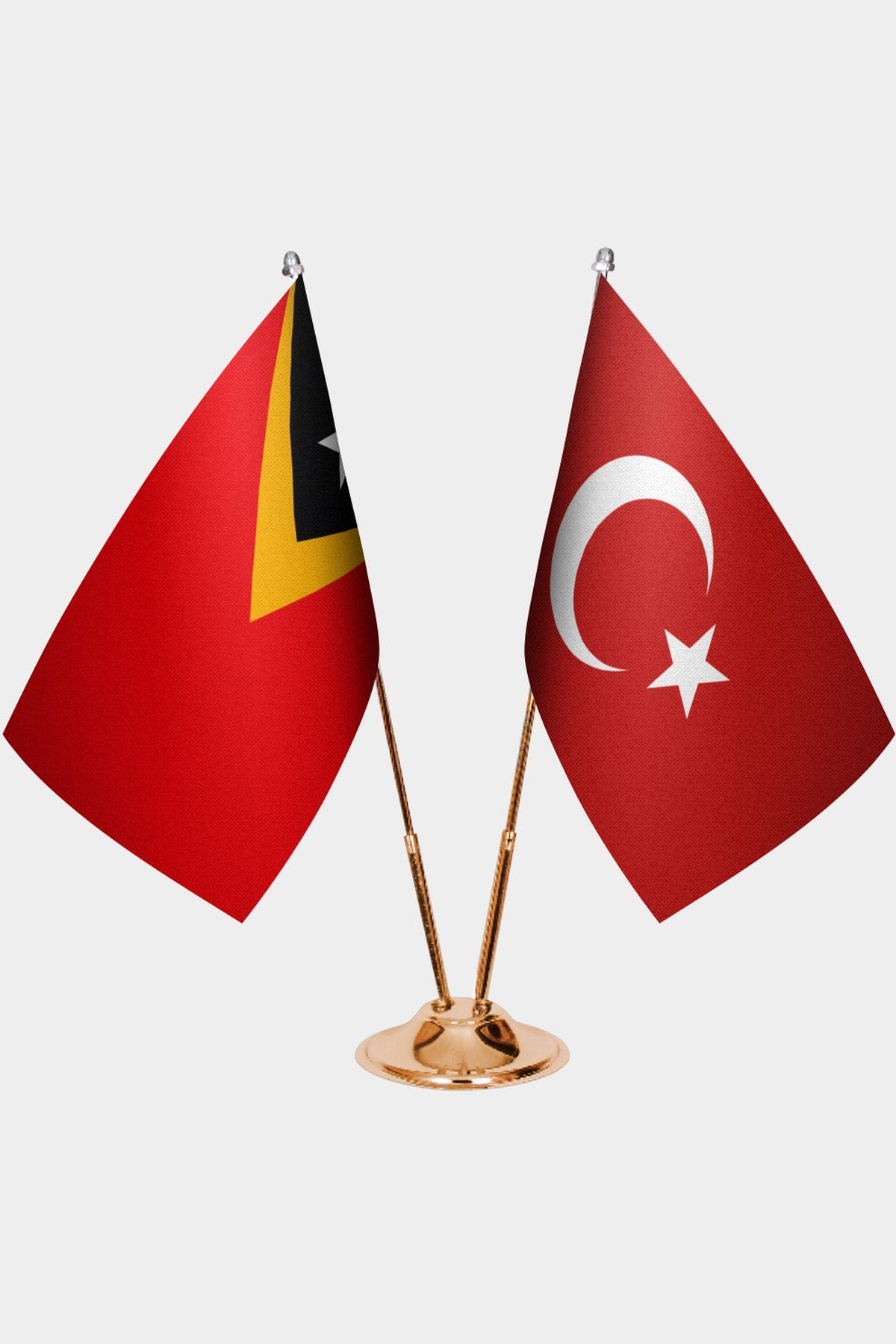 Doğu Timor ve Türkiye İkili Masa Bayrağı Seti kurulum görünümü