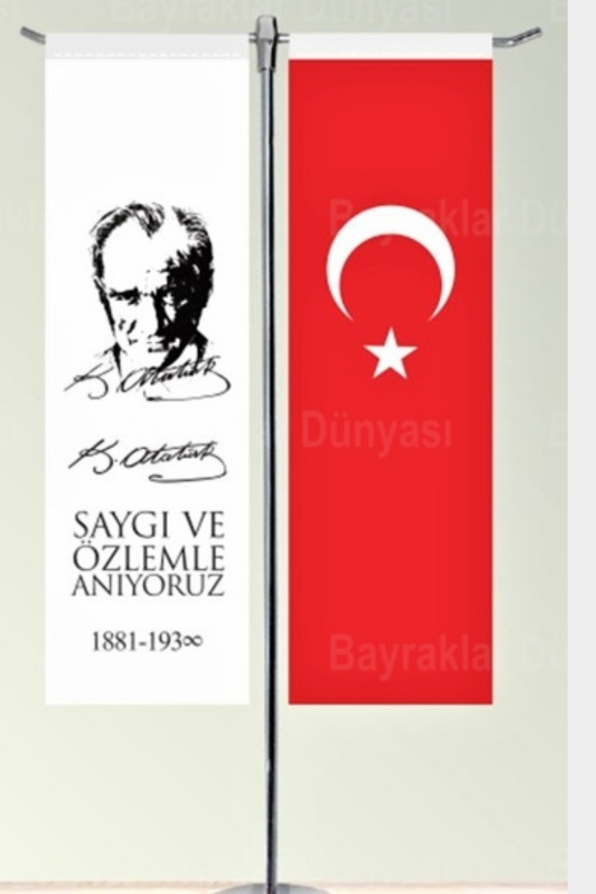 Düz T Şeklinde Masa Bayrağı yakın çekim