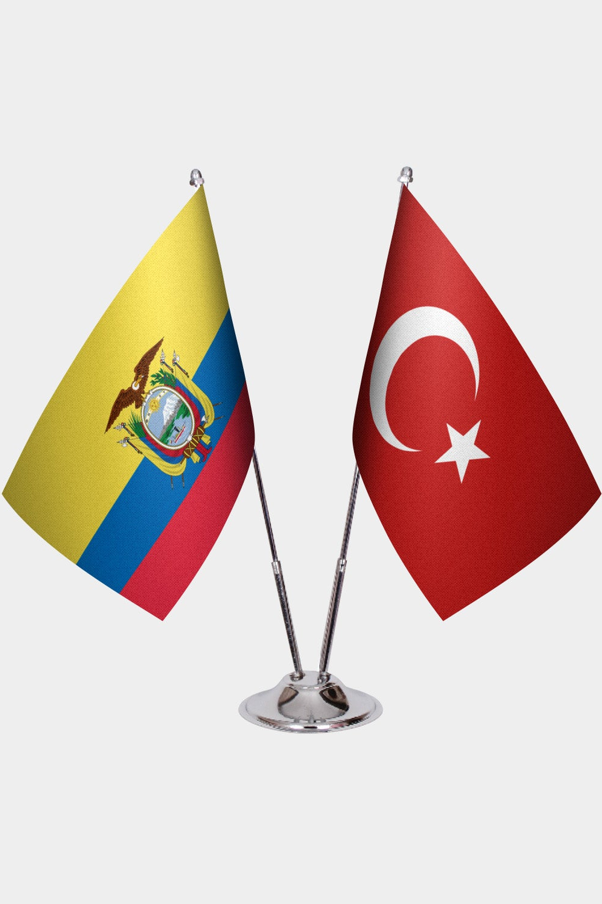Ekvador ve Türkiye İkili Masa Bayrağı Seti