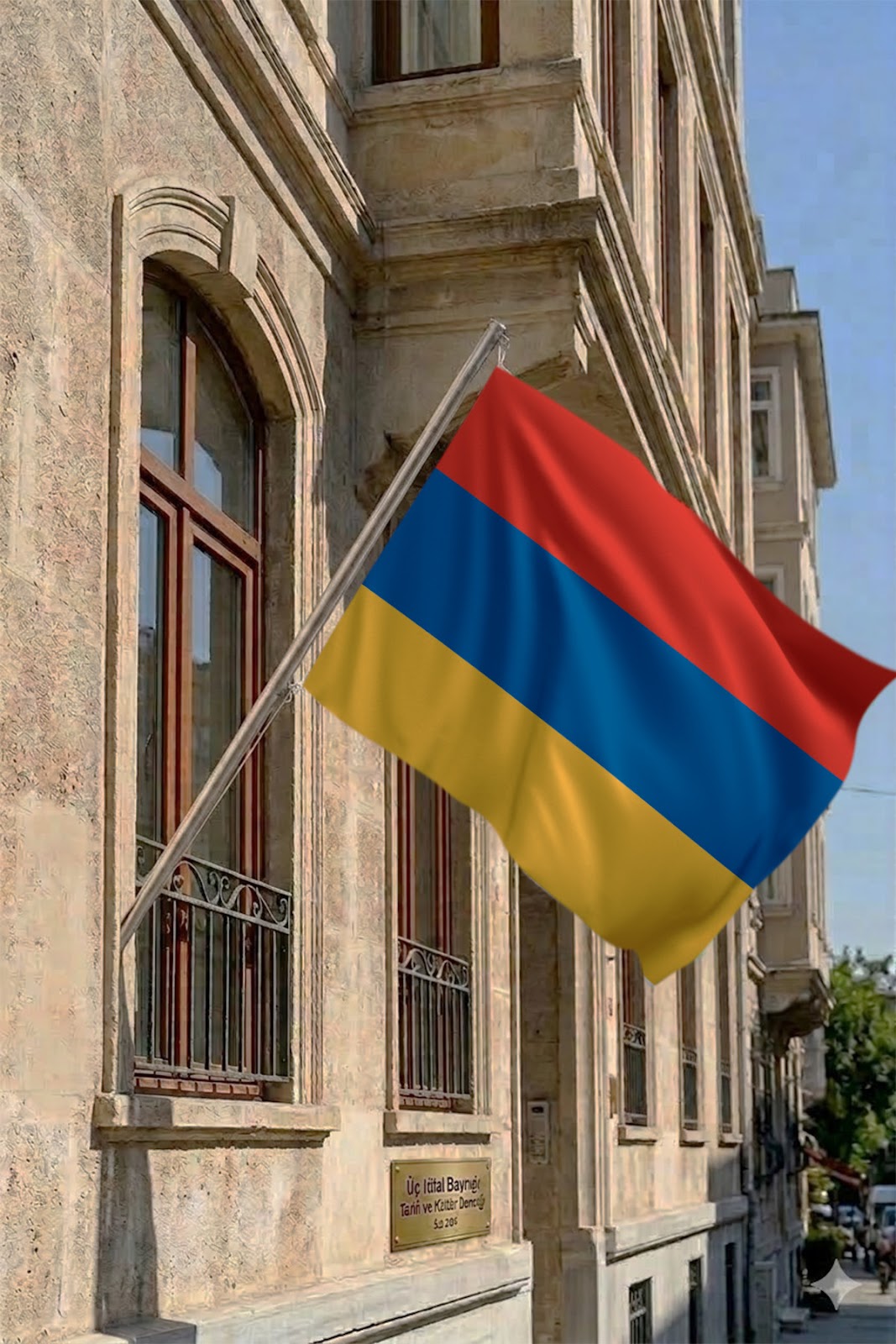 Ermenistan Teleskopik Duvar Bayrağı Seti yakın çekim