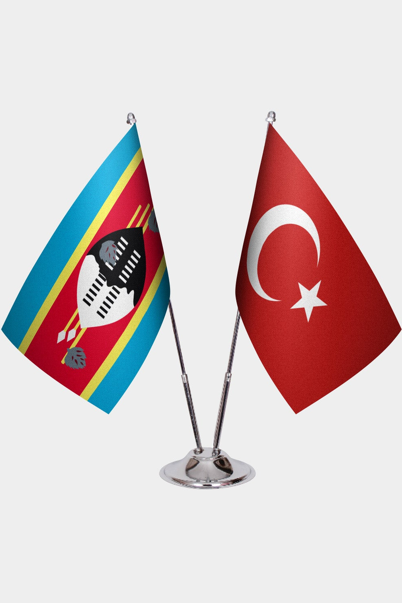 Esvatini ve Türkiye İkili Masa Bayrağı Seti