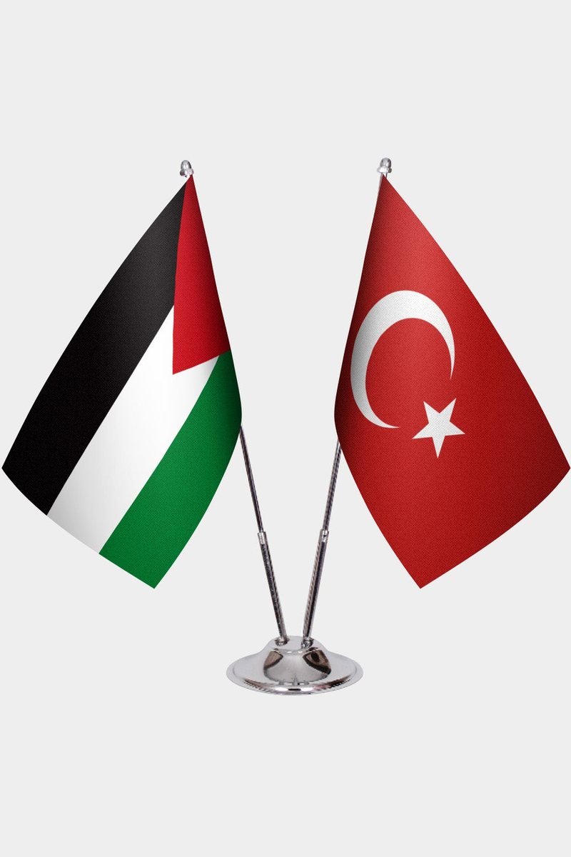 Filistin ve Türkiye İkili Masa Bayrağı Seti