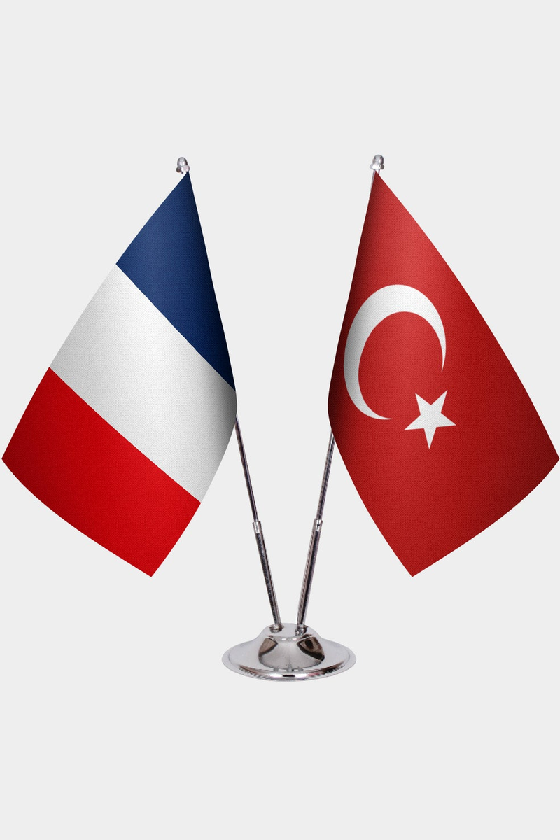 Fransa ve Türkiye İkili Masa Bayrağı Seti