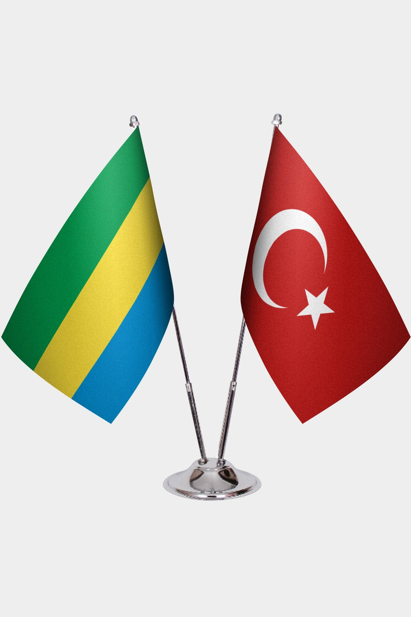 Gabon ve Türkiye İkili Masa Bayrağı Seti