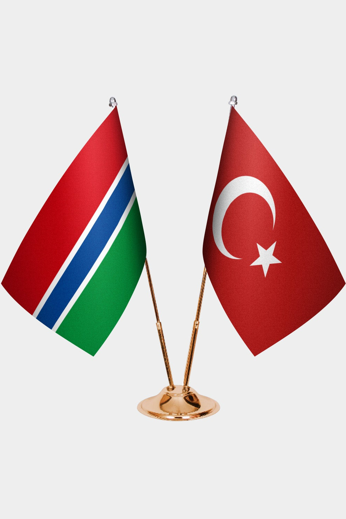 Gambiya ve Türkiye İkili Masa Bayrağı Seti kurulum görünümü
