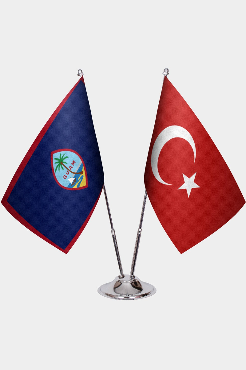 Guam ve Türkiye İkili Masa Bayrağı Seti