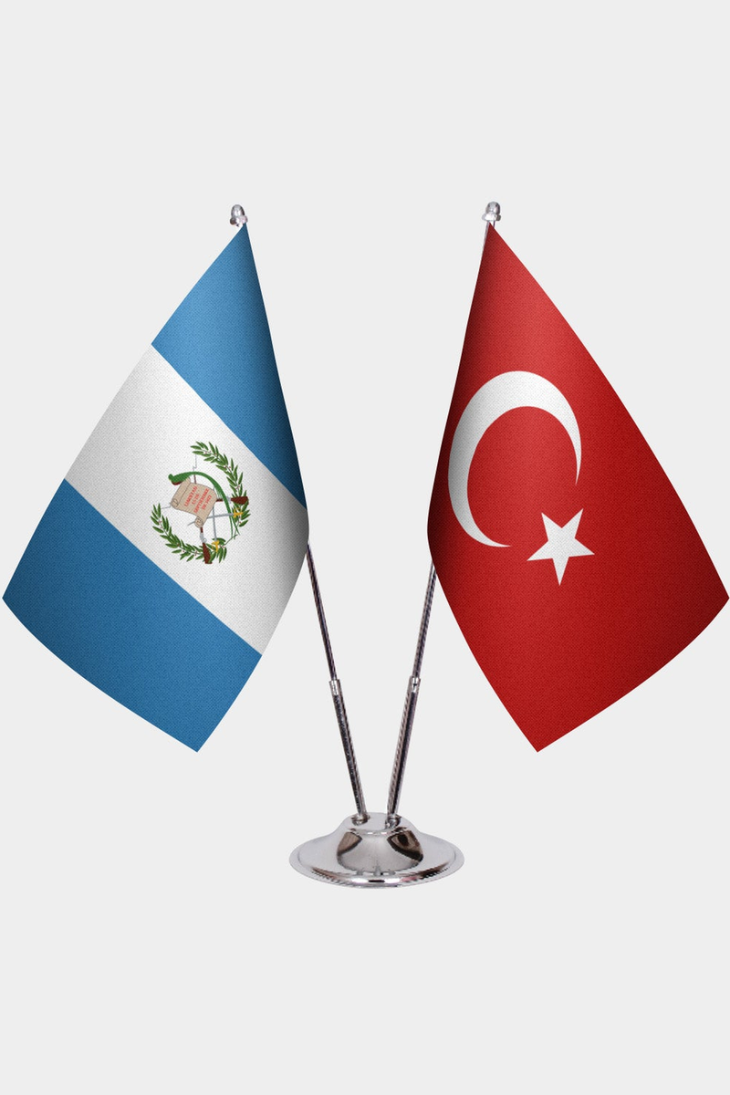 Guatemala ve Türkiye İkili Masa Bayrağı Seti