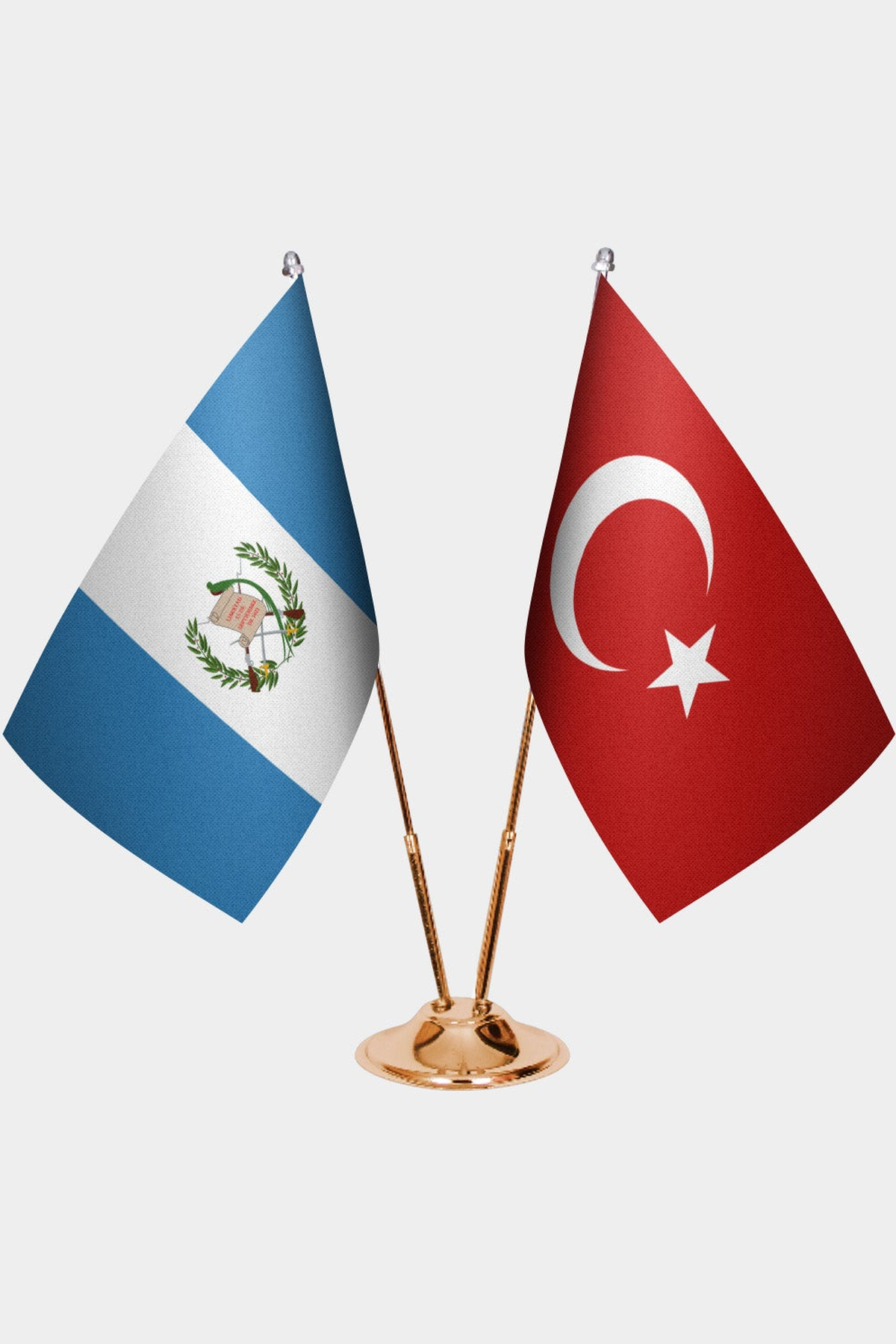 Guatemala ve Türkiye İkili Masa Bayrağı Seti kurulum görünümü