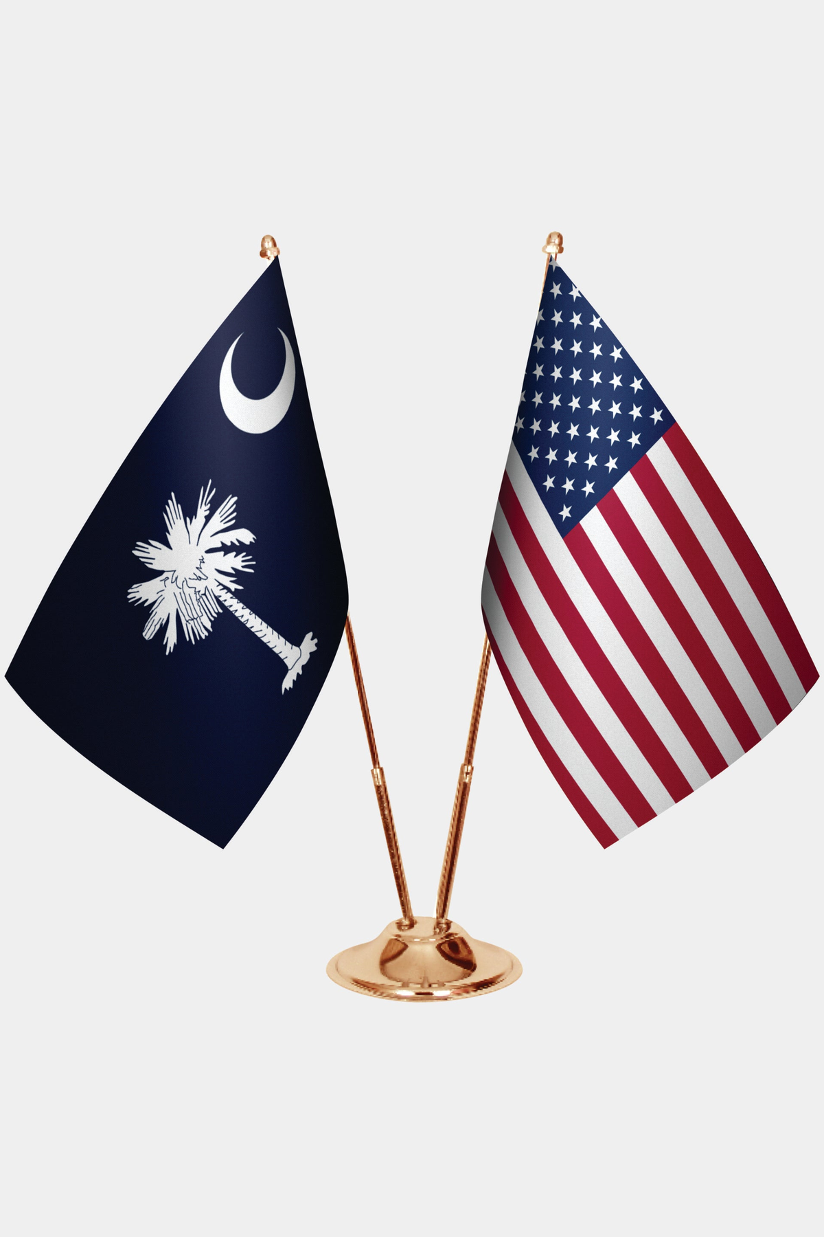 Güney Carolina ve ABD İkili Masa Bayrağı Seti yakın çekim