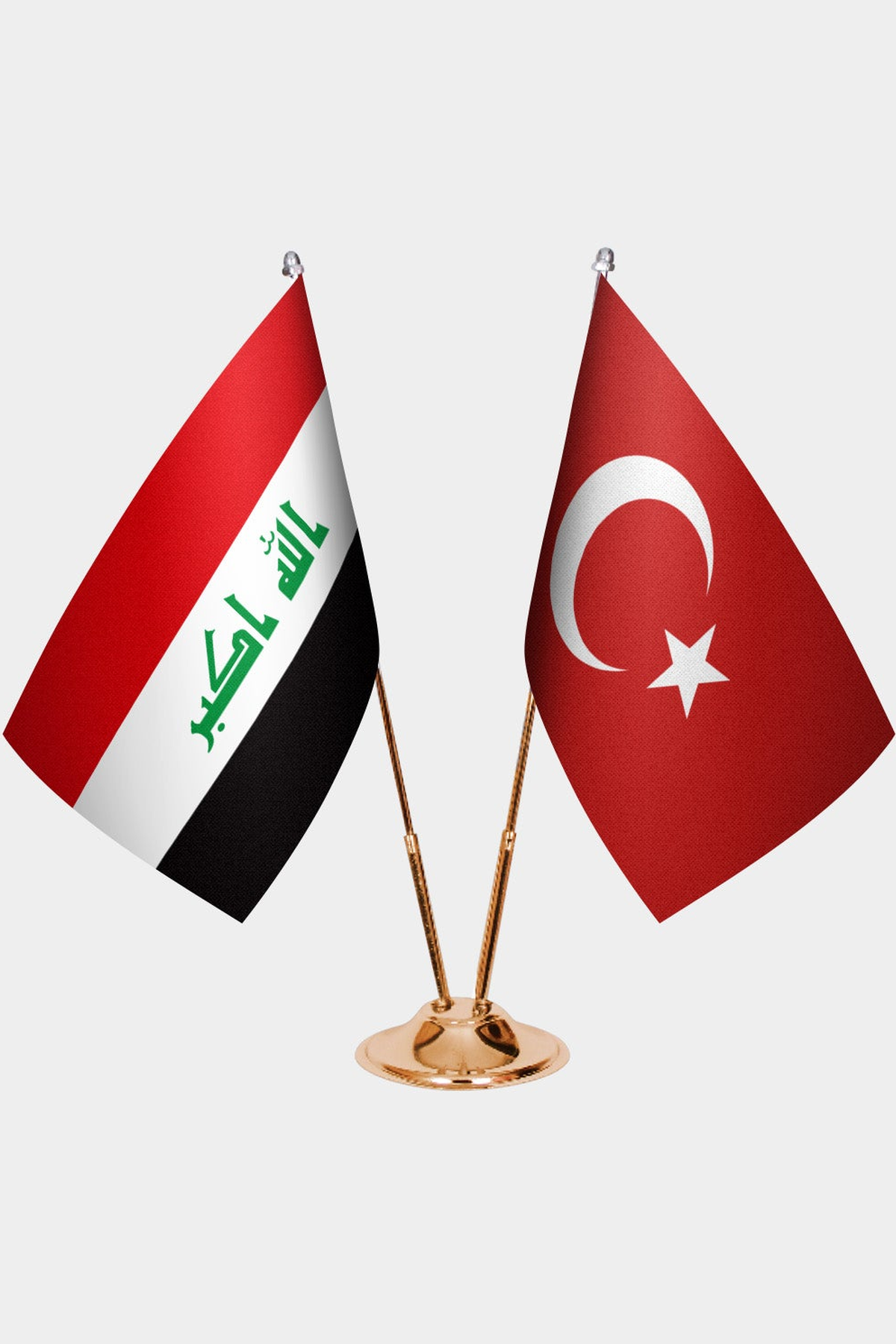 Irak ve Türkiye İkili Masa Bayrağı Seti kurulum görünümü