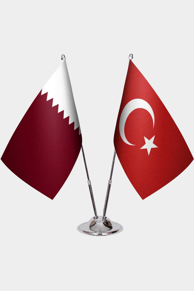 Katar ve Türkiye İkili Masa Bayrağı Seti