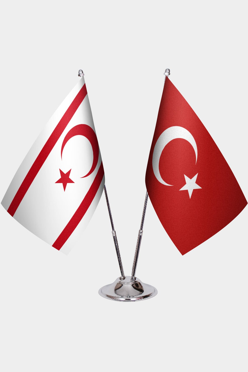 KKTC ve Türkiye İkili Masa Bayrağı Seti