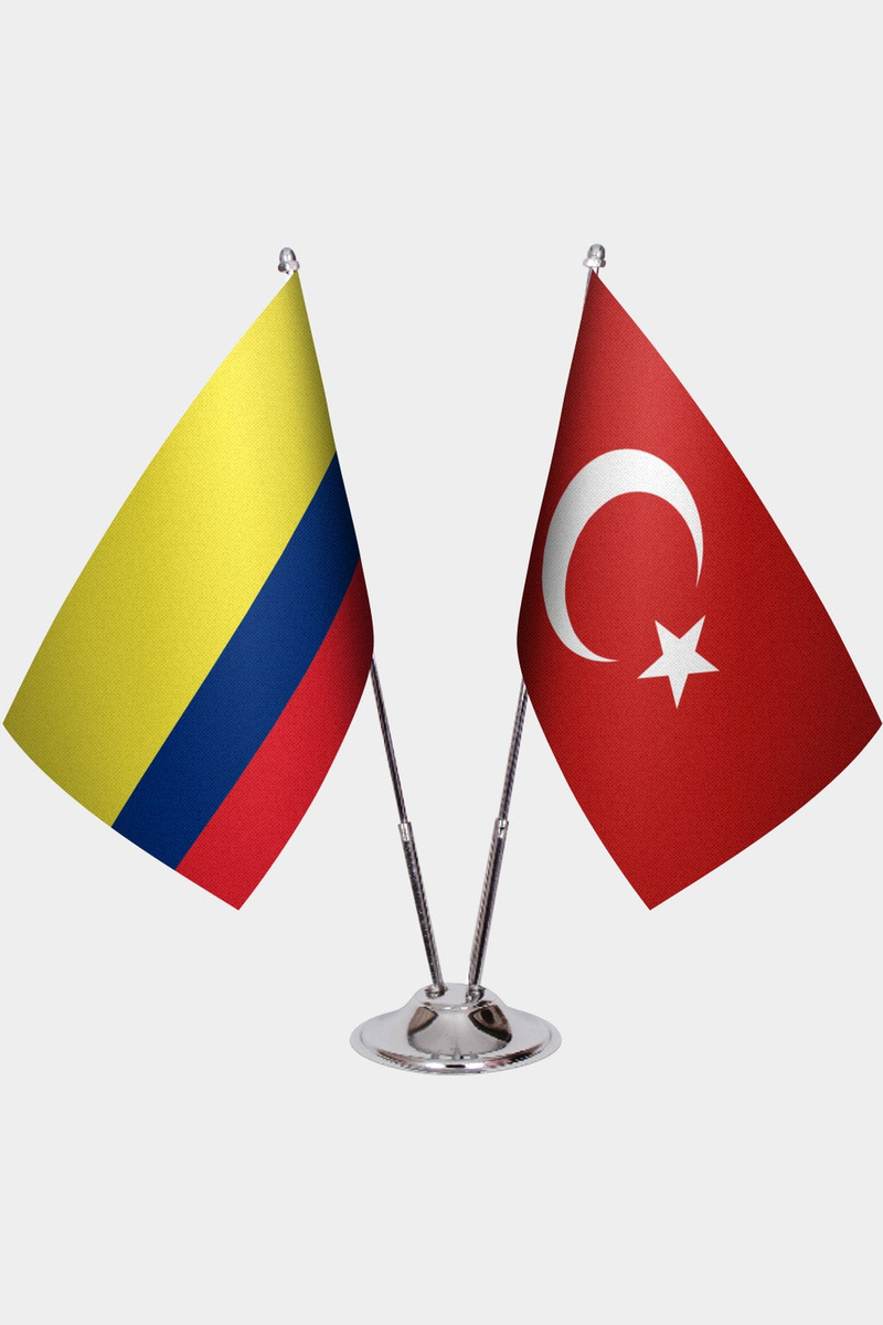 Kolombiya ve Türkiye İkili Masa Bayrağı Seti