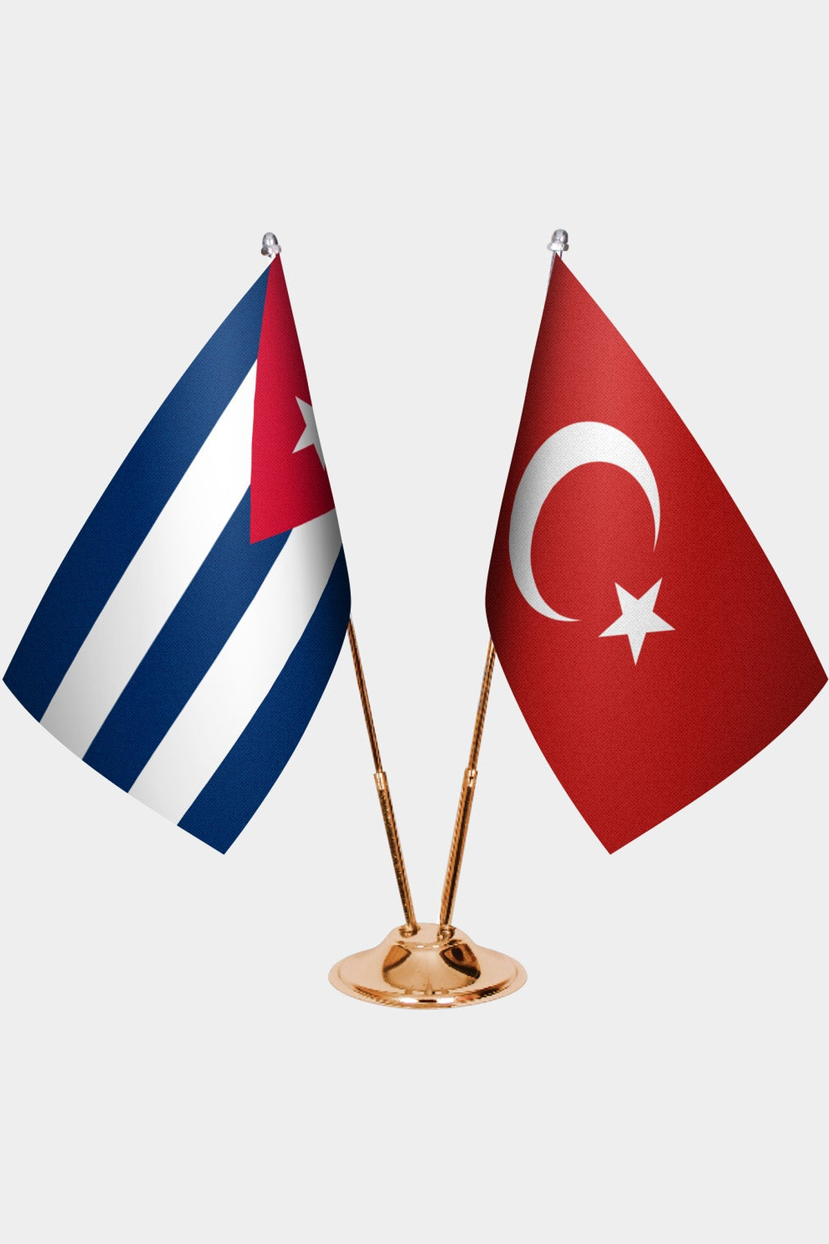 Küba ve Türkiye İkili Masa Bayrağı Seti kurulum görünümü