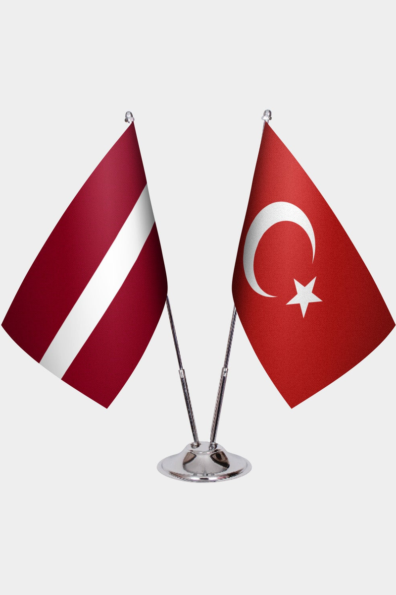 Letonya ve Türkiye İkili Masa Bayrağı Seti