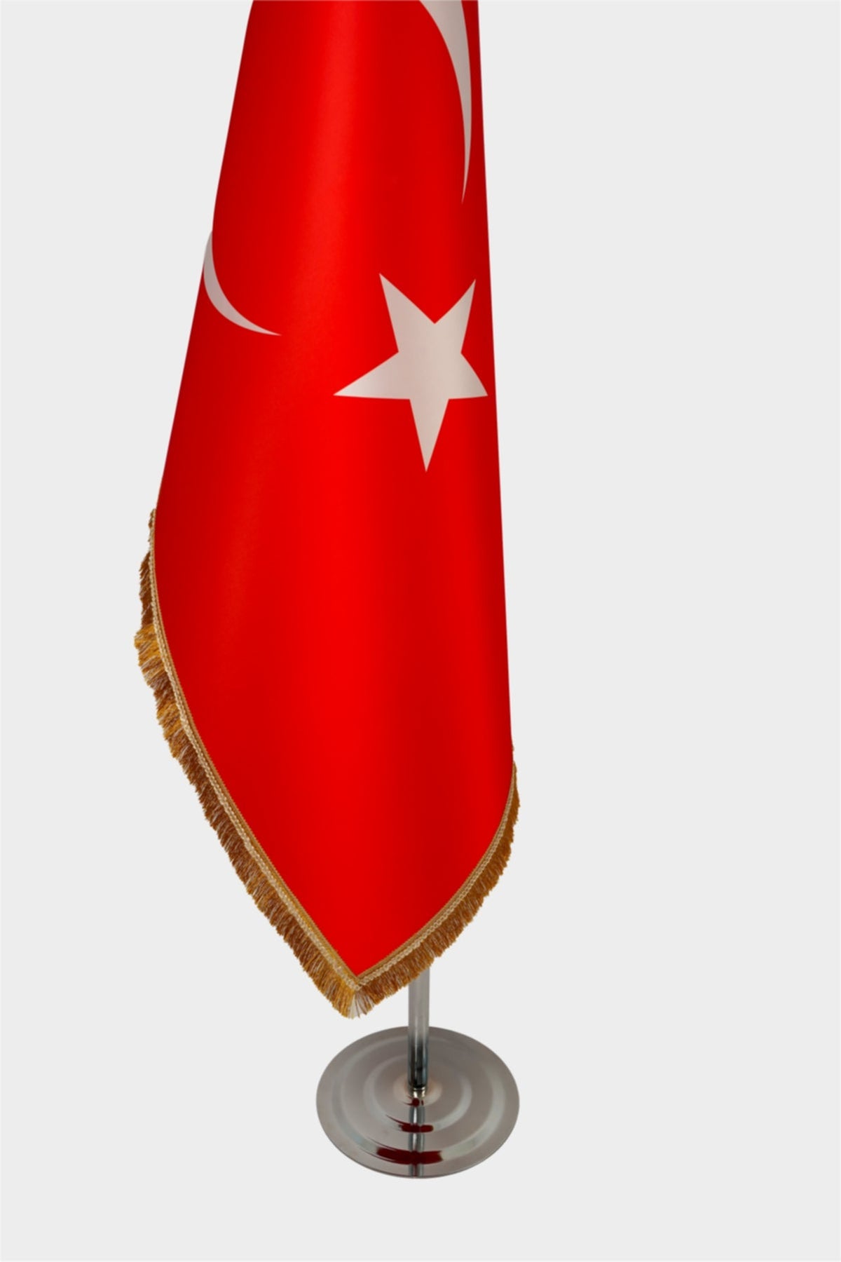 Logo Baskılı Altın Saçaklı Makam Bayrağı Seti detay görünümü