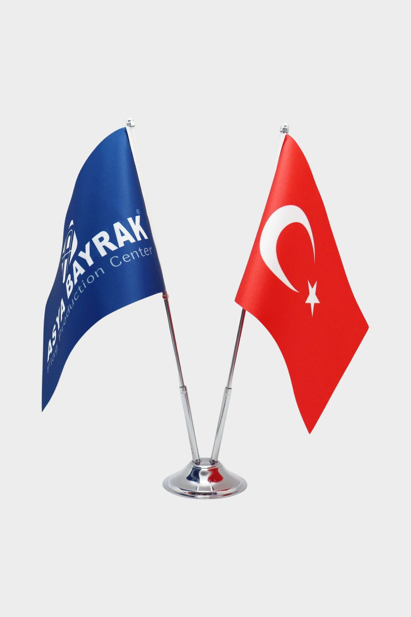 Logo Baskılı İkili Masa Bayrağı