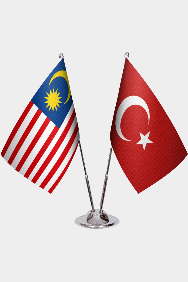Malezya ve Türkiye İkili Masa Bayrağı Seti