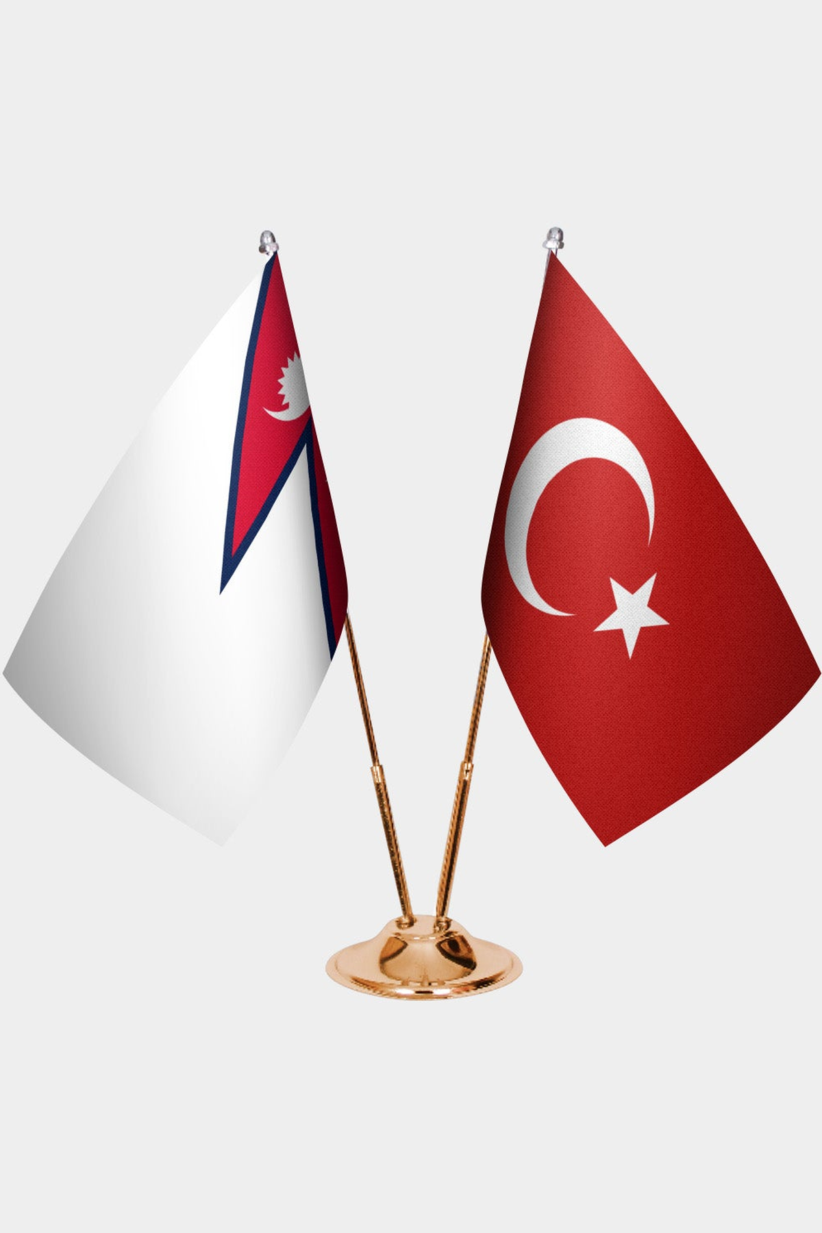 Nepal ve Türkiye İkili Masa Bayrağı Seti kurulum görünümü