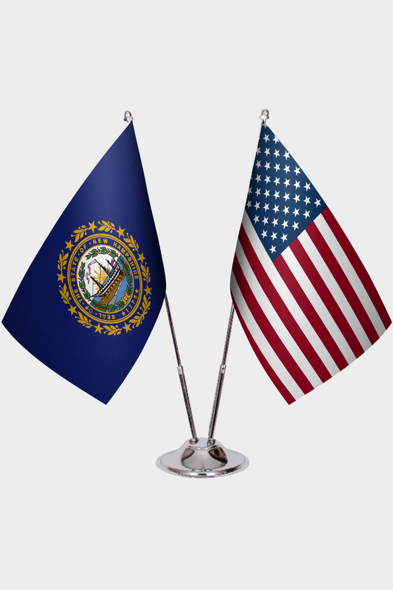 New Hampshire ve ABD İkili Masa Bayrağı Seti