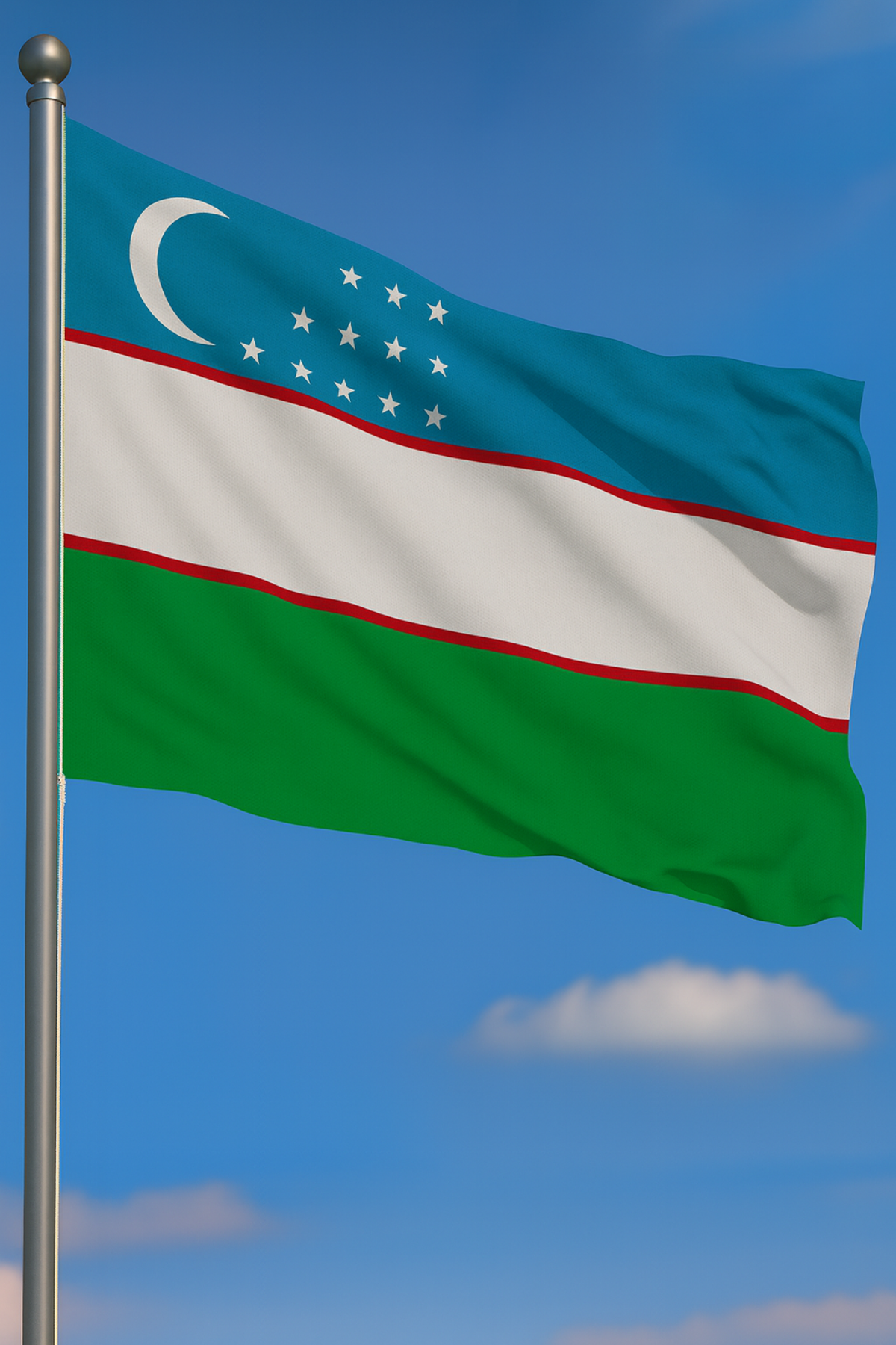 Özbekistan Bayrağı detay görünümü