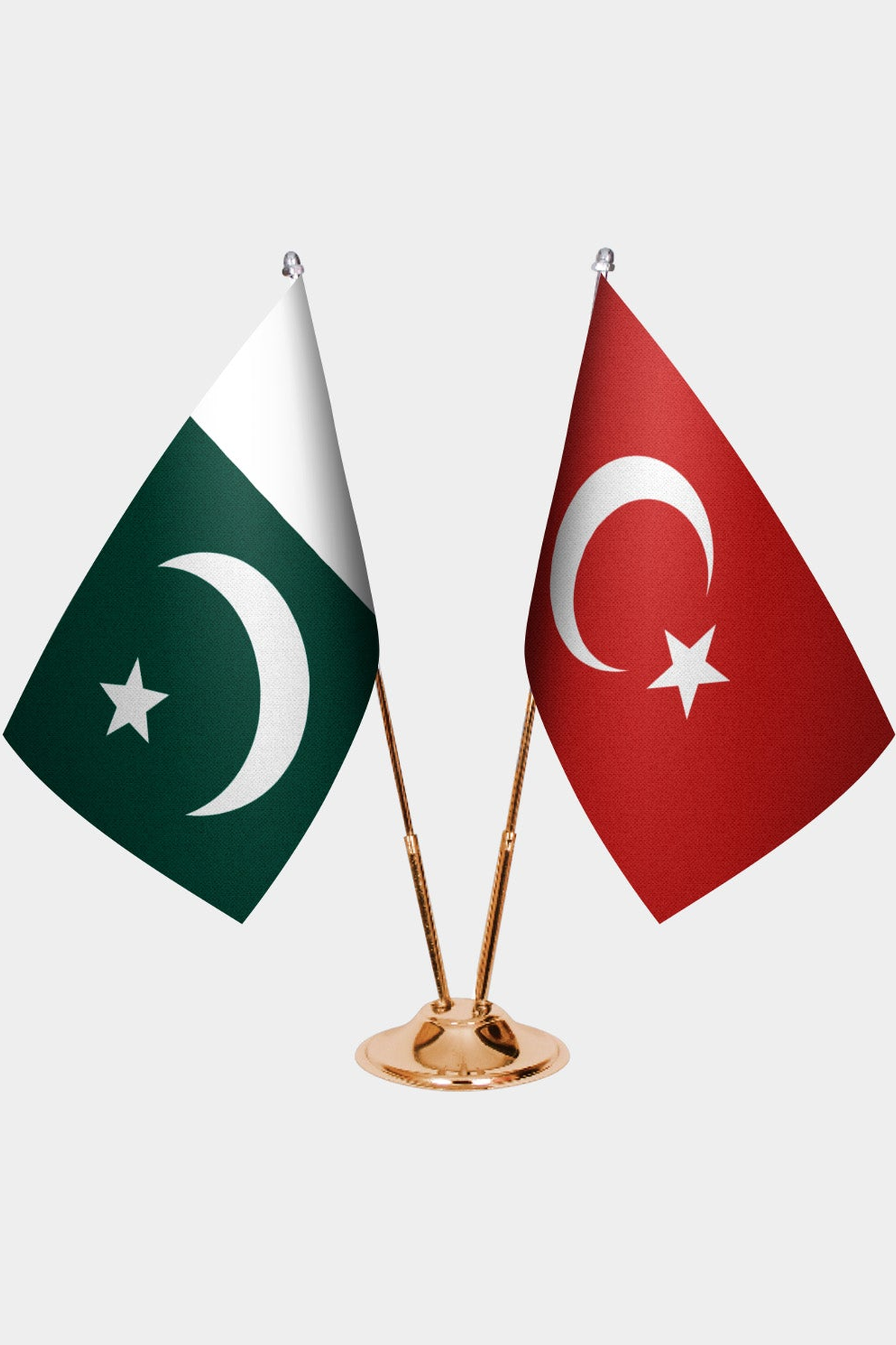 Pakistan ve Türkiye İkili Masa Bayrağı Seti kurulum görünümü