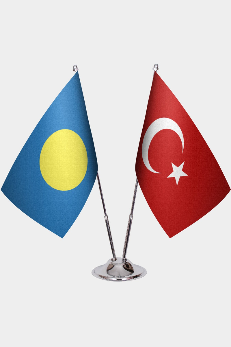 Palau ve Türkiye İkili Masa Bayrağı Seti