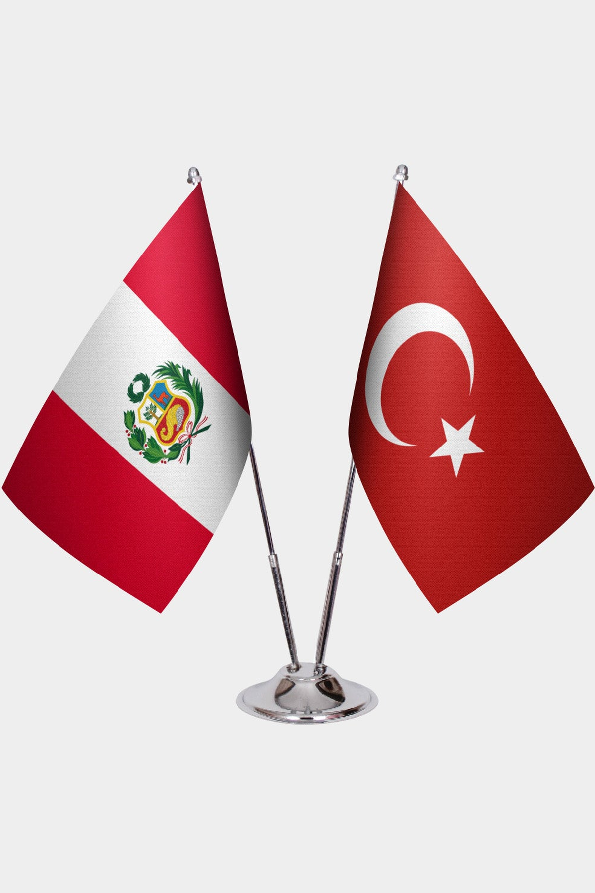 Peru ve Türkiye İkili Masa Bayrağı Seti