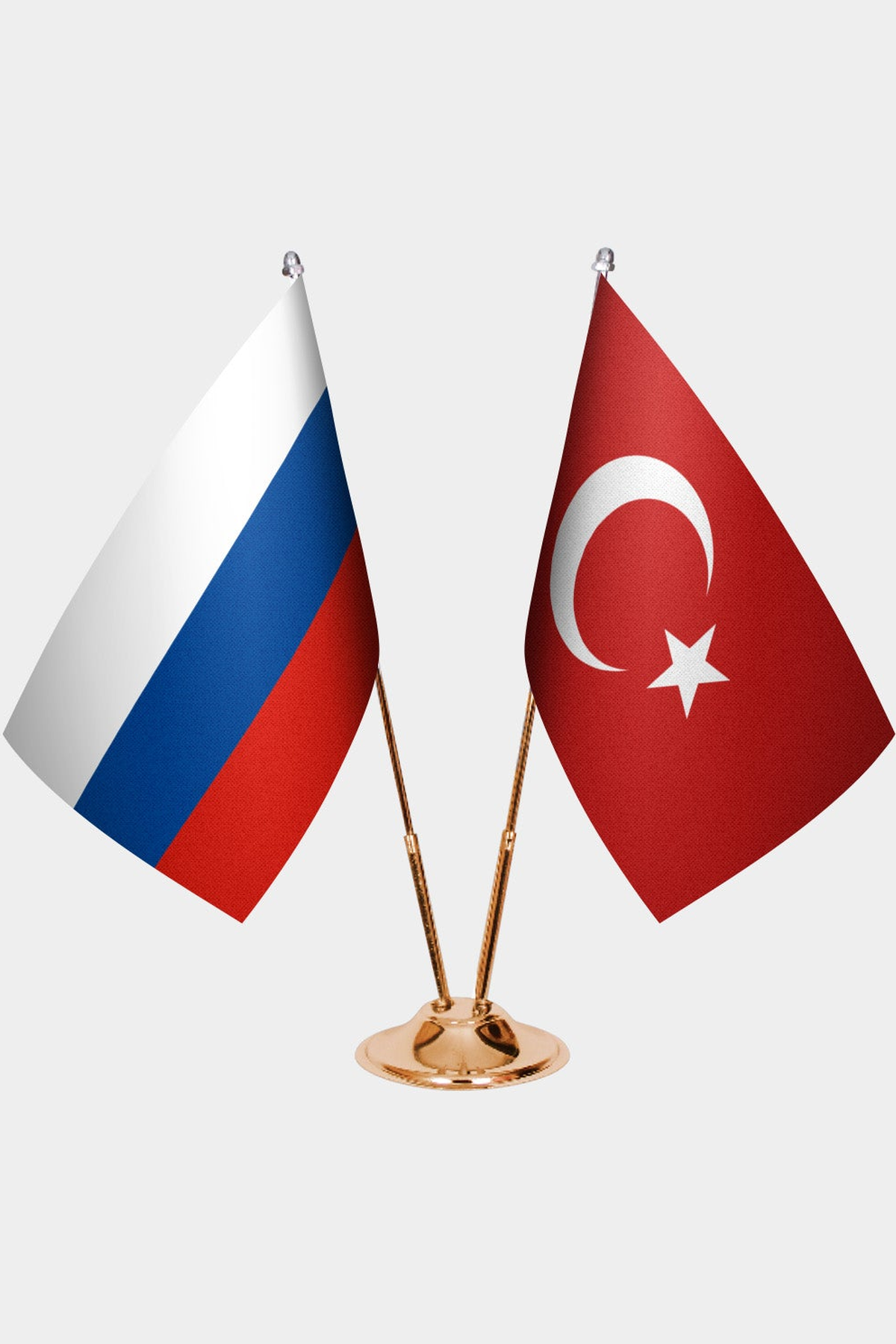 Rusya ve Türkiye İkili Masa Bayrağı Seti kurulum görünümü