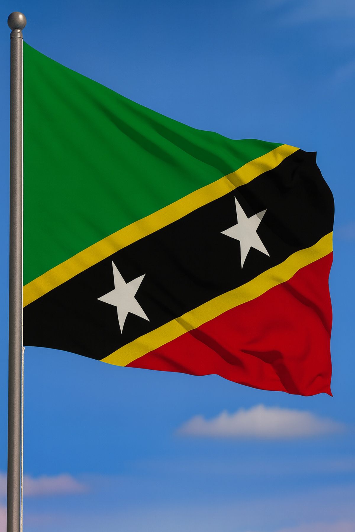 Saint Kitts ve Nevis Bayrağı yakın çekim