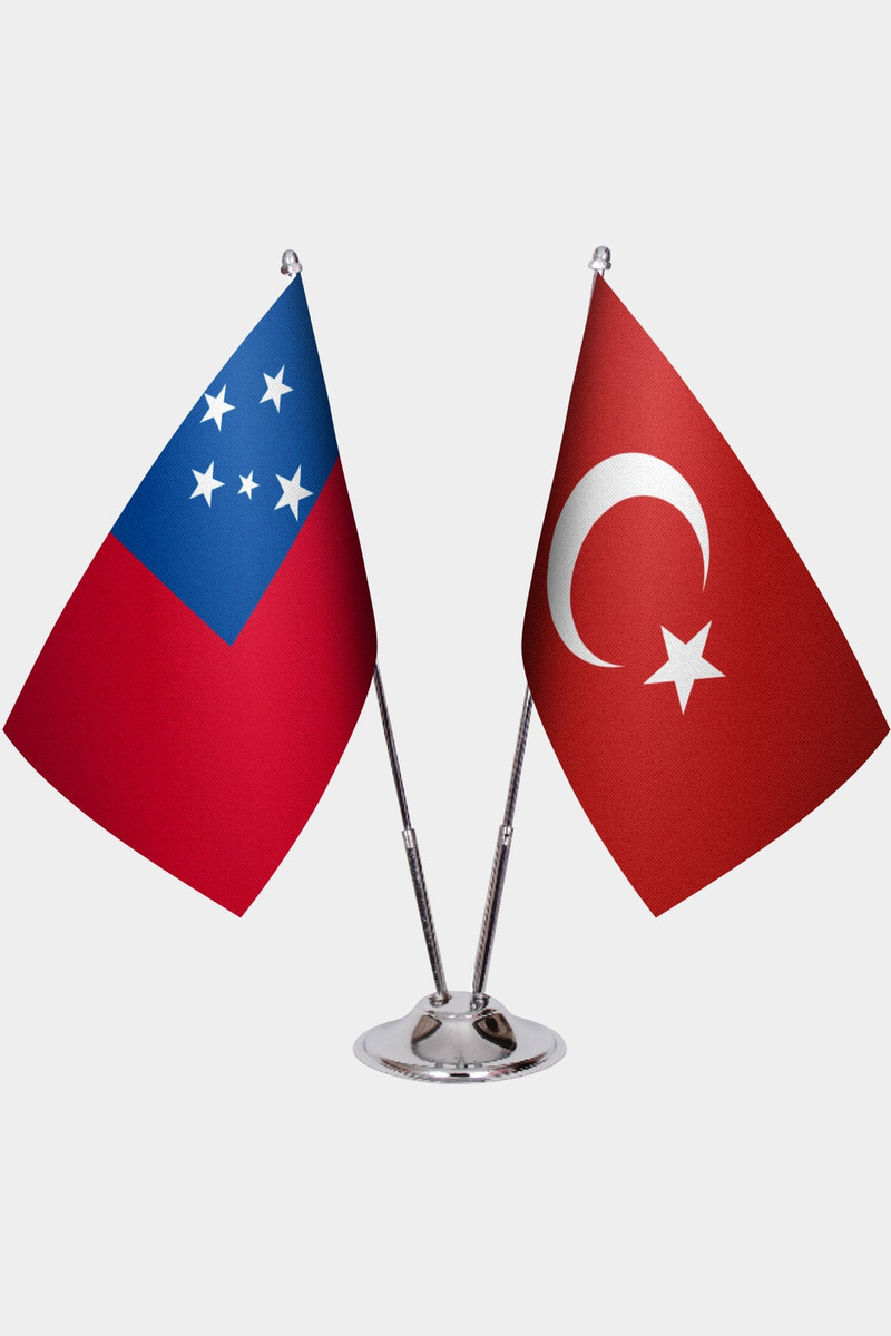 Samoa ve Türkiye İkili Masa Bayrağı Seti