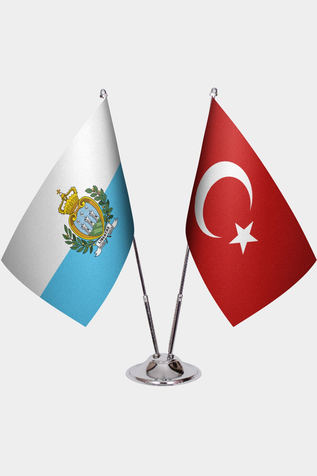 San Marino ve Türkiye İkili Masa Bayrağı Seti