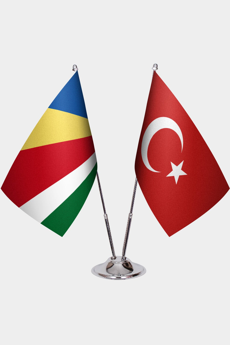 Seyşeller ve Türkiye İkili Masa Bayrağı Seti
