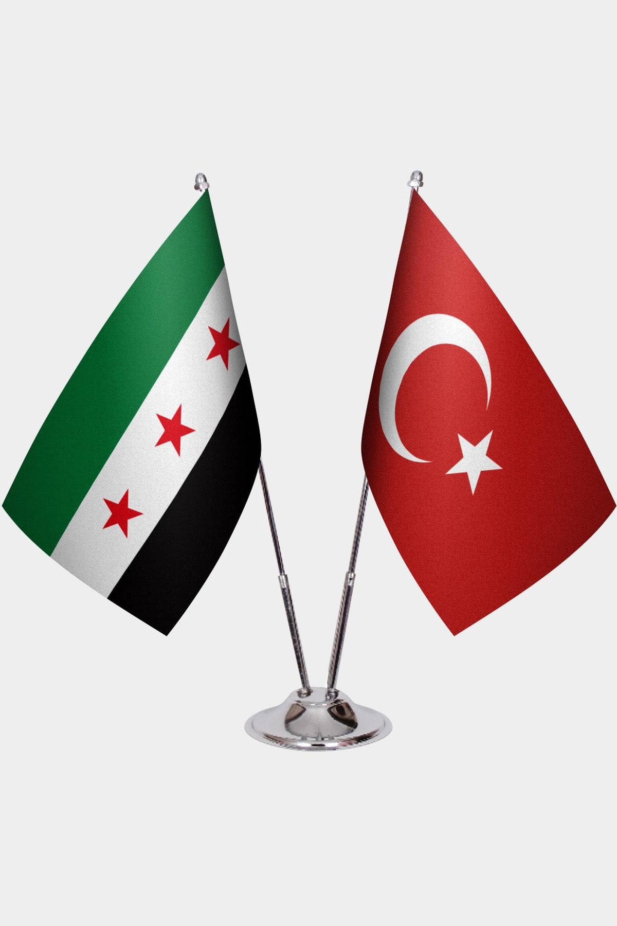 Suriye ve Türkiye İkili Masa Bayrağı Seti