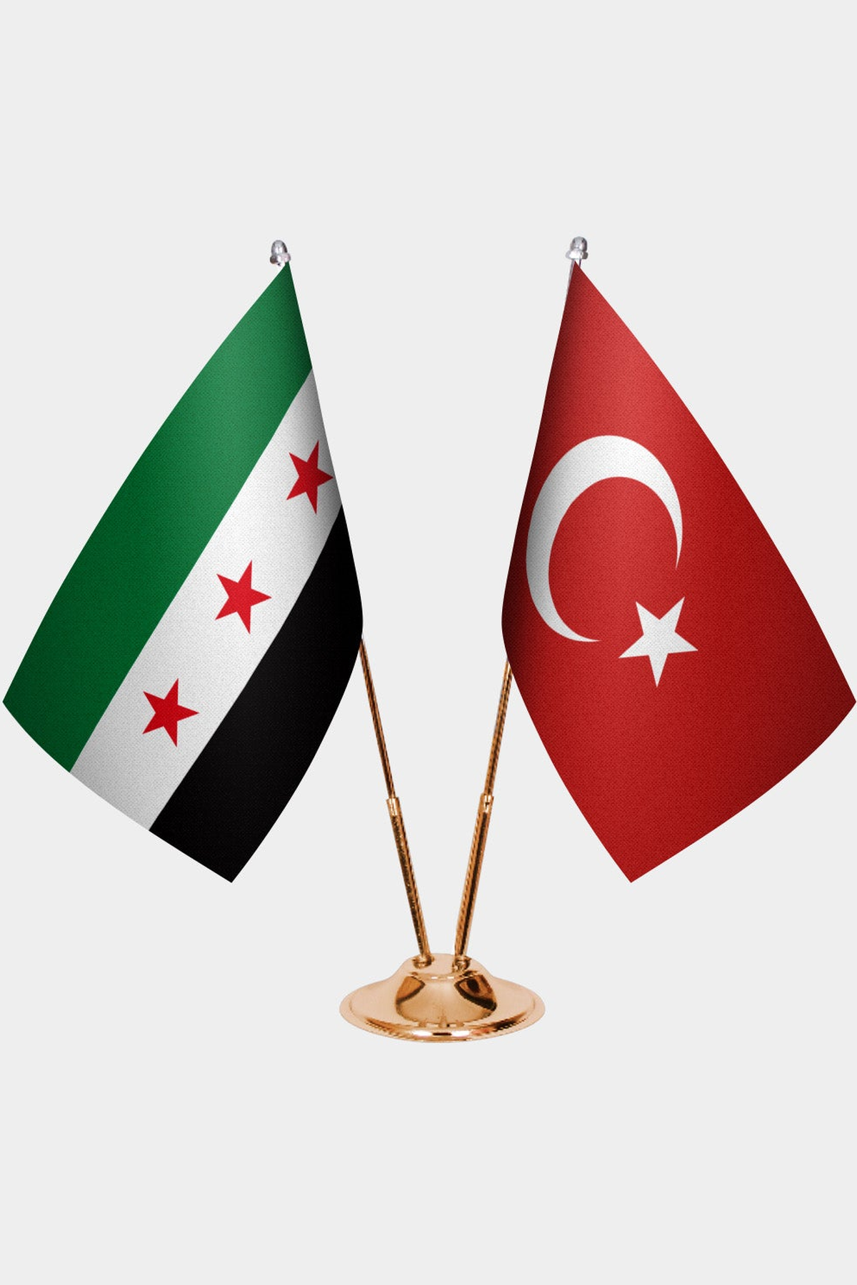 Suriye ve Türkiye İkili Masa Bayrağı Seti kurulum görünümü
