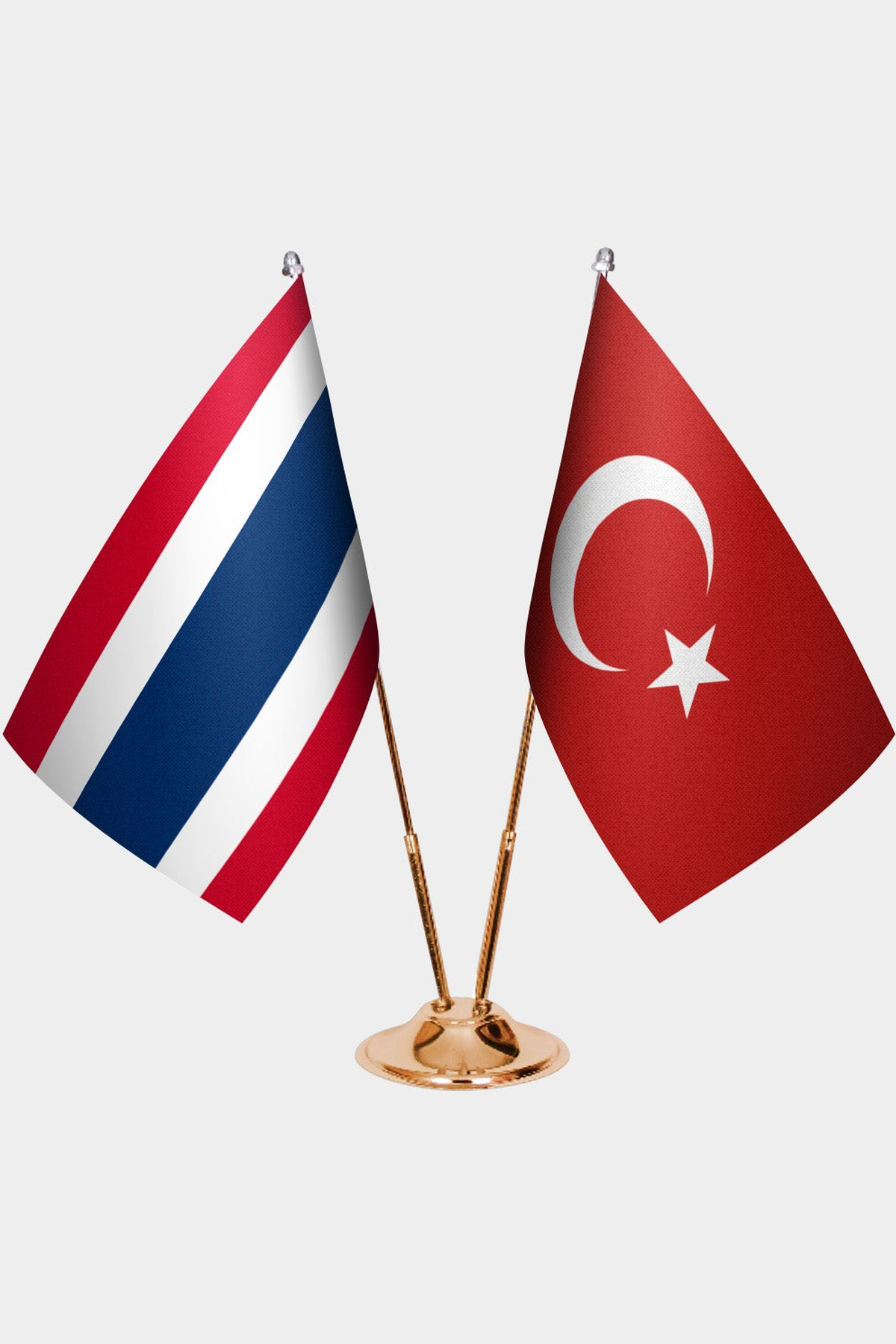 Tayland ve Türkiye İkili Masa Bayrağı Seti kurulum görünümü