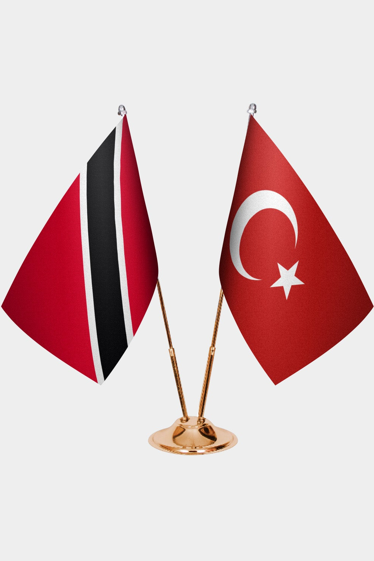 Trinidad ve Tobago ve Türkiye İkili Masa Bayrağı Seti kurulum görünümü