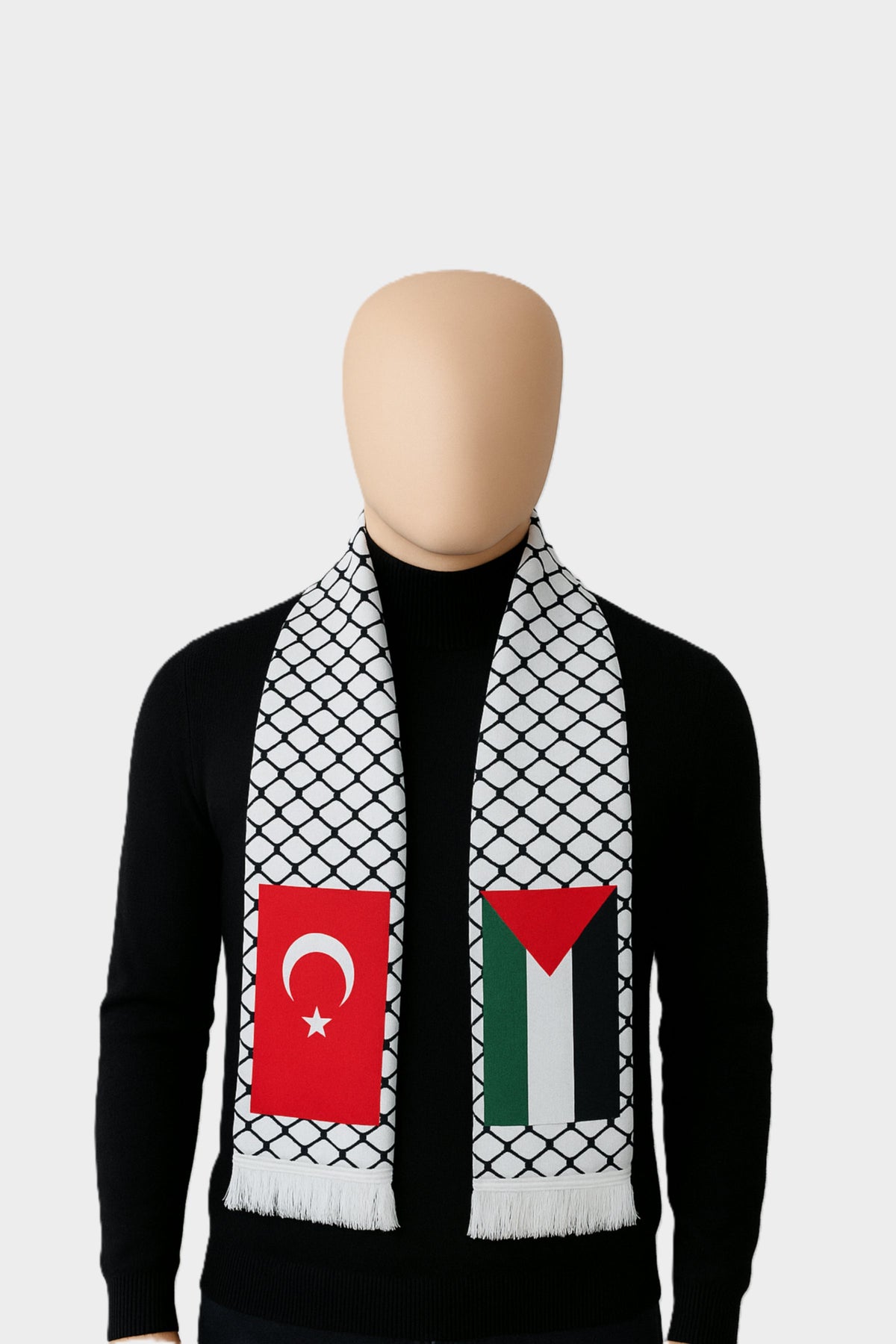 Türk ve Filistin Bayraklı Atkı