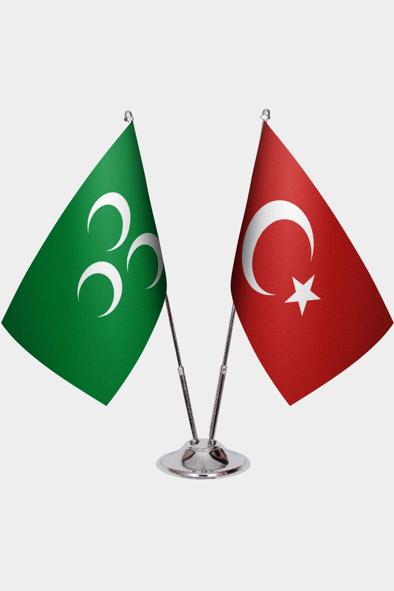 Üç Hilal ve Türkiye İkili Masa Bayrağı Seti